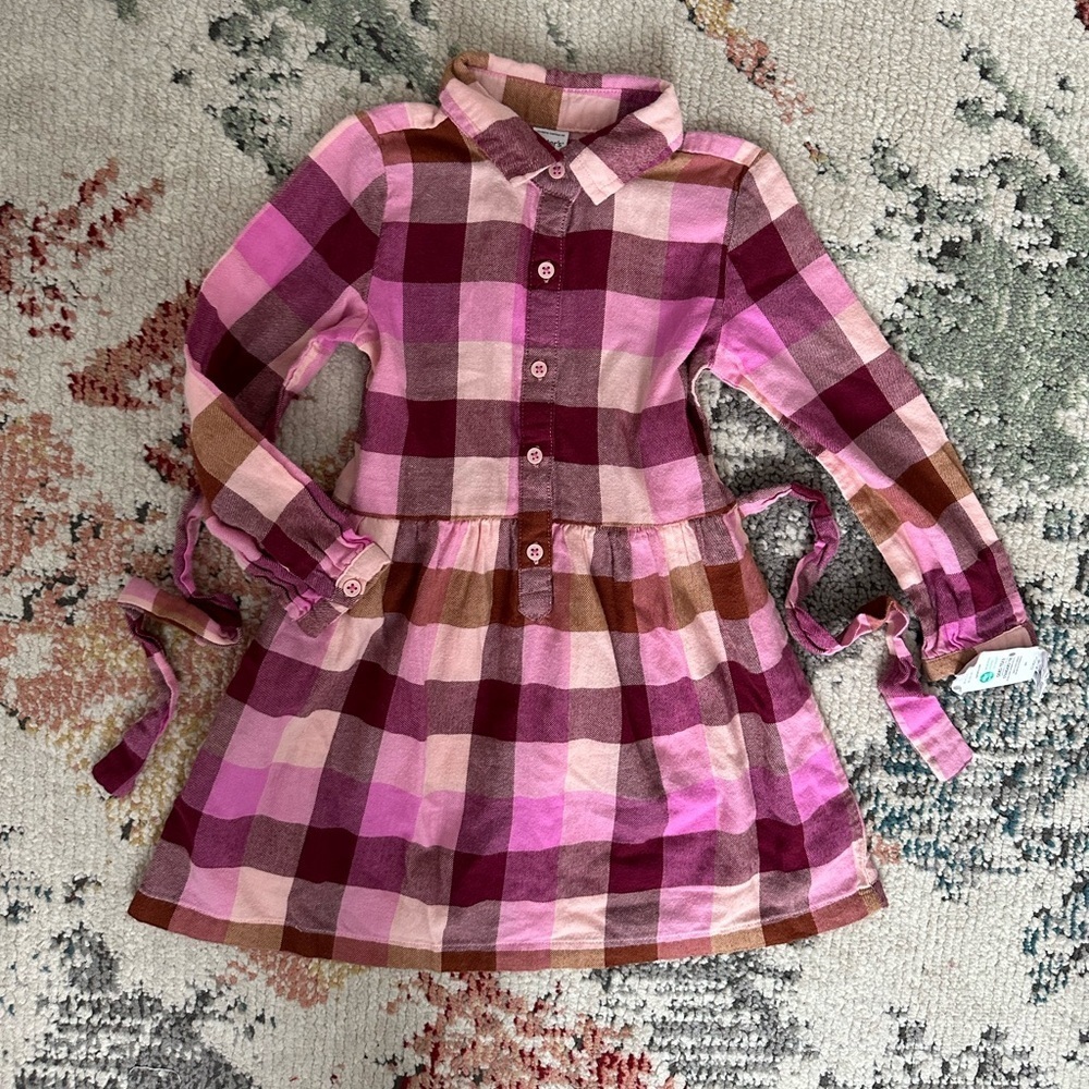 New Carter’s 4T Cozy Flannel Plaid Dress Long Sleeve Toddler Girl